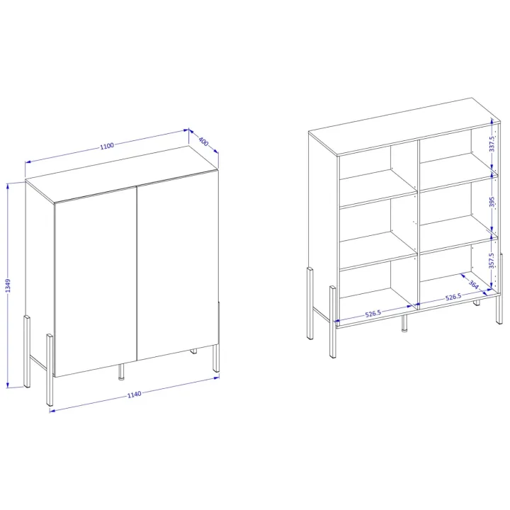 Madia 110x135h cm 2 ante moderna bianco Simple