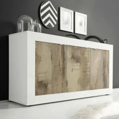 Madia 160x86h cm 3 ante moderna bianco lucido pero Eternity