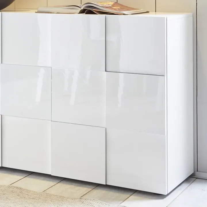 Madia 181x84h cm 3 ante moderna bianco laccato lucido Obsession