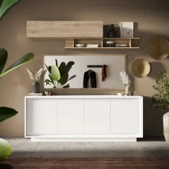 Madia 207x80h cm 4 ante moderna bianco opaco Deluxe