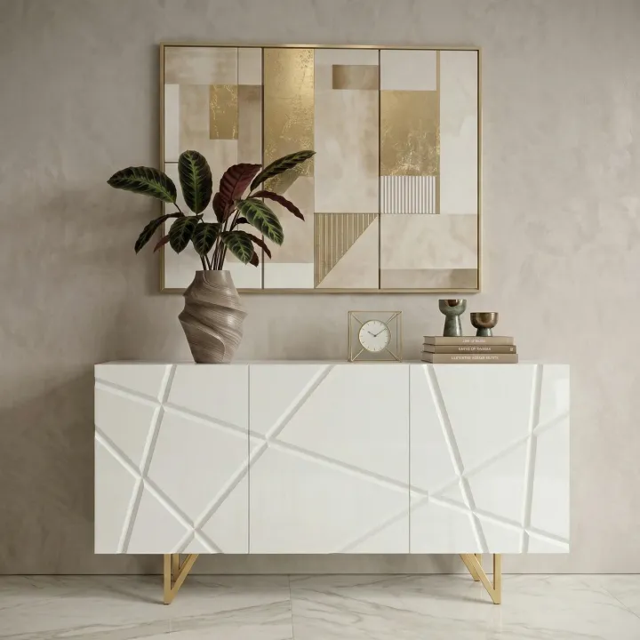 Madia 160x76h cm 3 ante moderna bianco lucido Kalmar