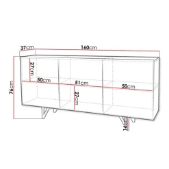 Madia 160x76h cm 3 ante moderna bianco lucido Kalmar
