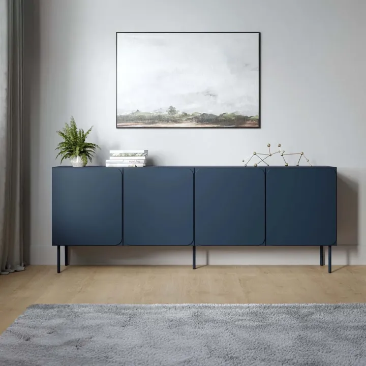 Madia 200x76h cm 4 ante moderna blu navy Maya