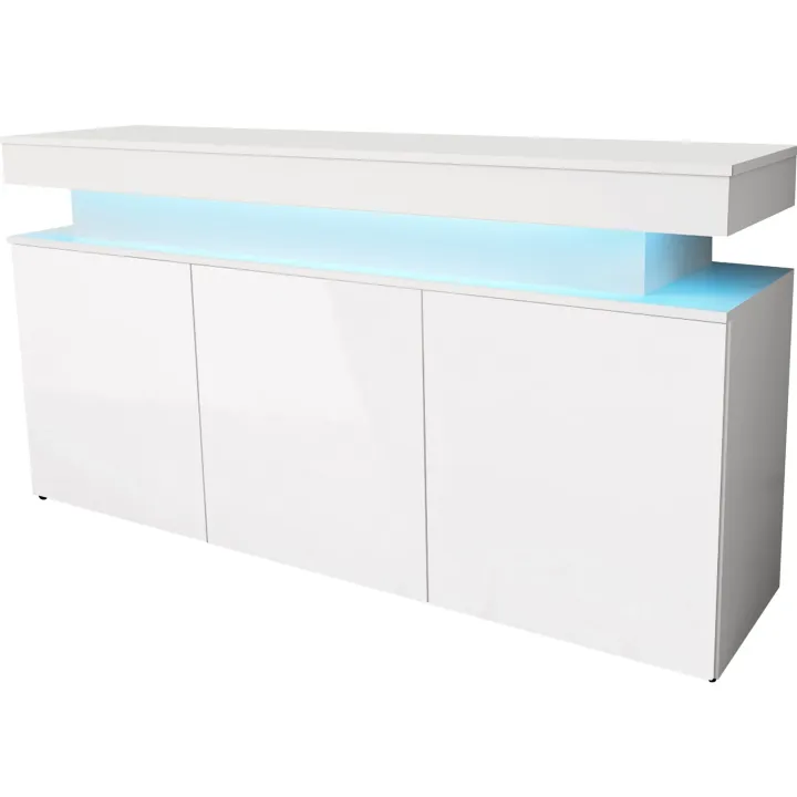 Madia 160x83h cm 3 ante moderna con led bianco Lumus