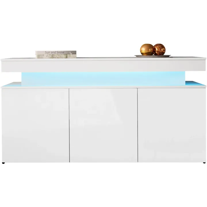 Madia 160x83h cm 3 ante moderna con led bianco Lumus