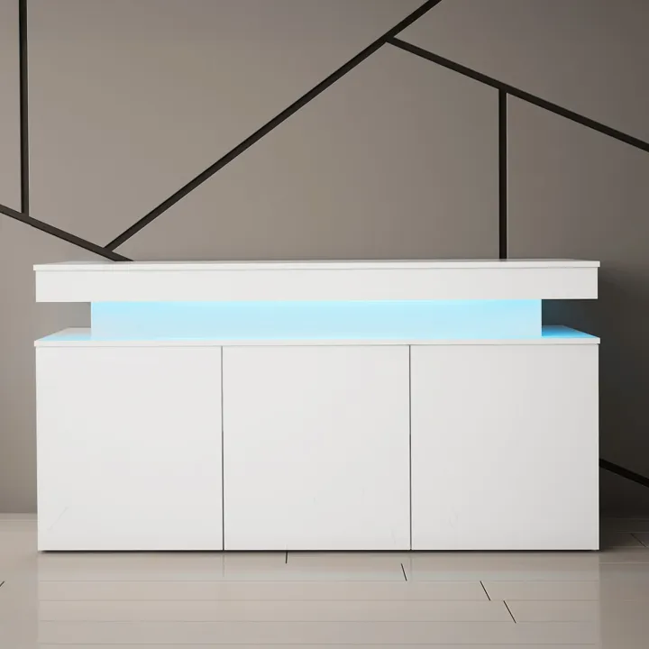 Madia 160x83h cm 3 ante moderna con led bianco Lumus