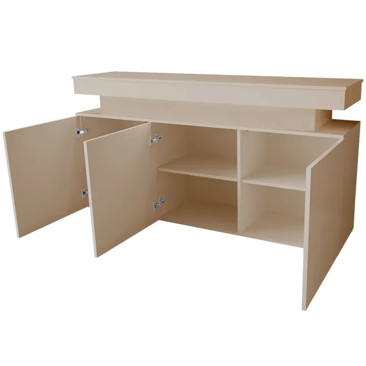 Madia 160x83h cm 3 ante moderna con led beige cashmere Lumus