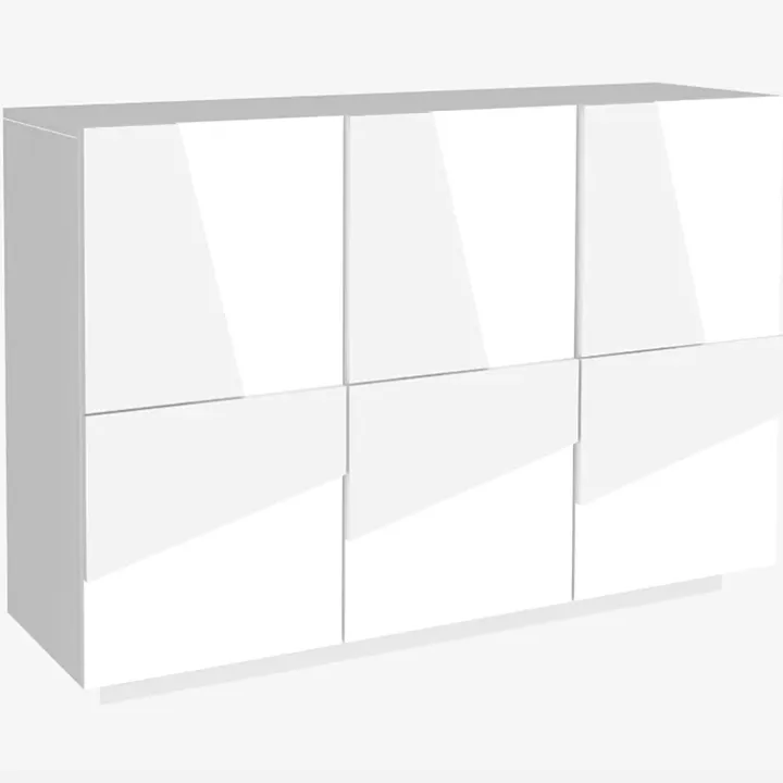 Madia 120x86h cm 3 ante moderna decorate bianco lucido Zenzero