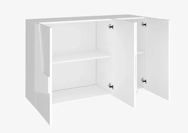 Madia 120x86h cm 3 ante moderna decorate bianco lucido Zenzero