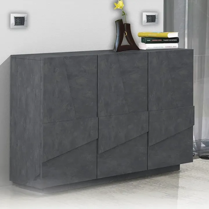 Madia 120x86h cm 3 ante moderna decorate ossido Zenzero