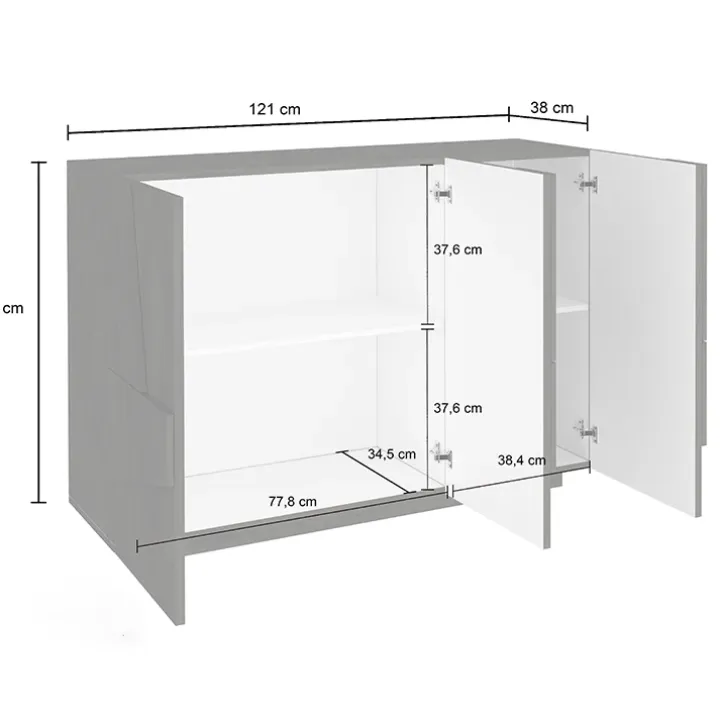 Madia 120x86h cm 3 ante moderna decorate ossido Zenzero