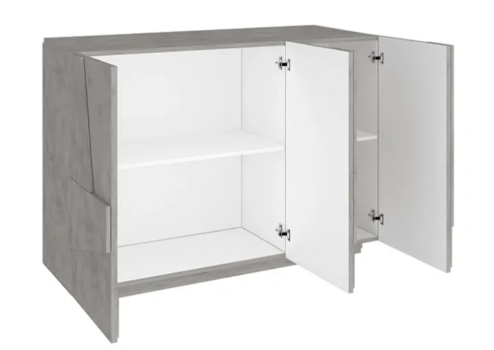 Madia 120x86h cm 3 ante moderna decorate grigio cemento Zenzero
