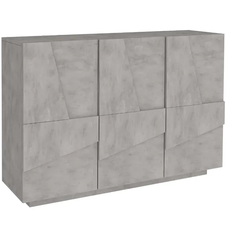 Madia 120x86h cm 3 ante moderna decorate grigio cemento Zenzero