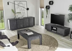 Madia 180x79h cm 4 ante moderna effetto marmo nero Viking