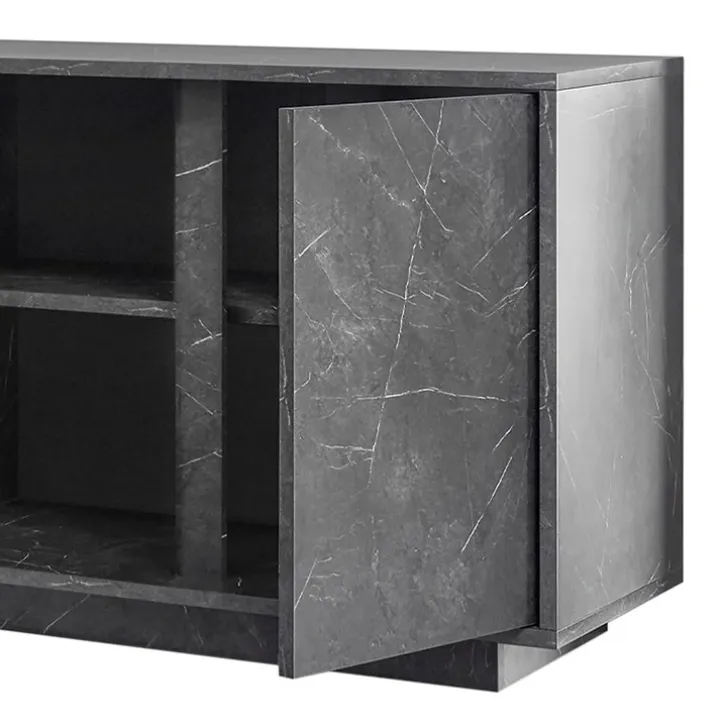 Madia 180x79h cm 4 ante moderna effetto marmo nero Viking