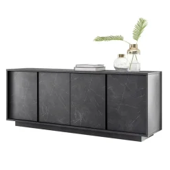Madia 180x79h cm 4 ante moderna effetto marmo nero Viking