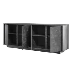 Madia 180x79h cm 4 ante moderna effetto marmo nero Viking