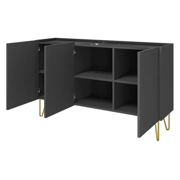 Madia 144x83h cm 3 ante moderna grafite frassinato marmo nero Visby