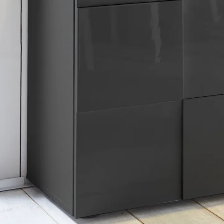 Madia 181x84h cm 3 ante moderna grigio lucido Obsession
