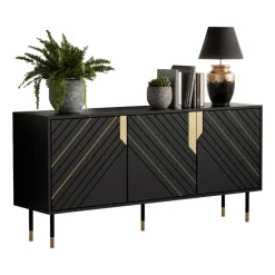 Madia 154x72h cm 3 ante moderna nero oro Golden