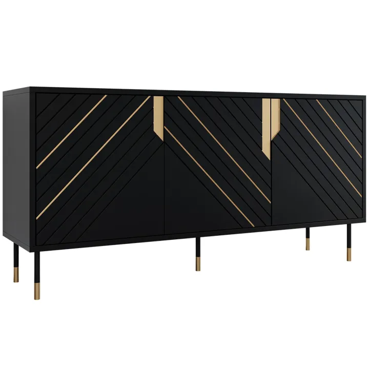 Madia 154x72h cm 3 ante moderna nero oro Golden