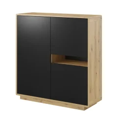 Madia 121x126h cm 3 ante moderna nero opaco rovere Esmond