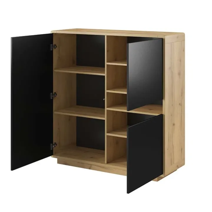 Madia 121x126h cm 3 ante moderna nero opaco rovere Esmond