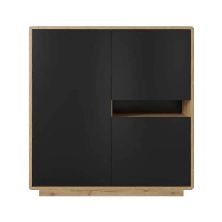 Madia 121x126h cm 3 ante moderna nero opaco rovere Esmond