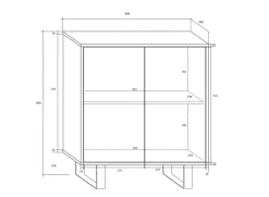 Madia 80x90h cm 2 ante moderna nero opaco e lucido Kelli Gihome®