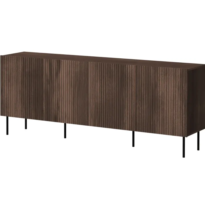 Madia 201x81h cm 4 ante moderna noce cannettato Gabiot