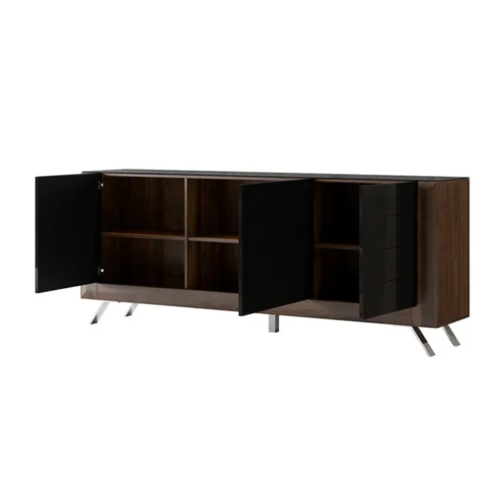 Madia 200x81h cm 3 ante moderna noce nero lucido Jumbo
