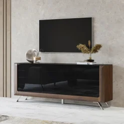 Madia 200x81h cm 3 ante moderna noce nero lucido Jumbo
