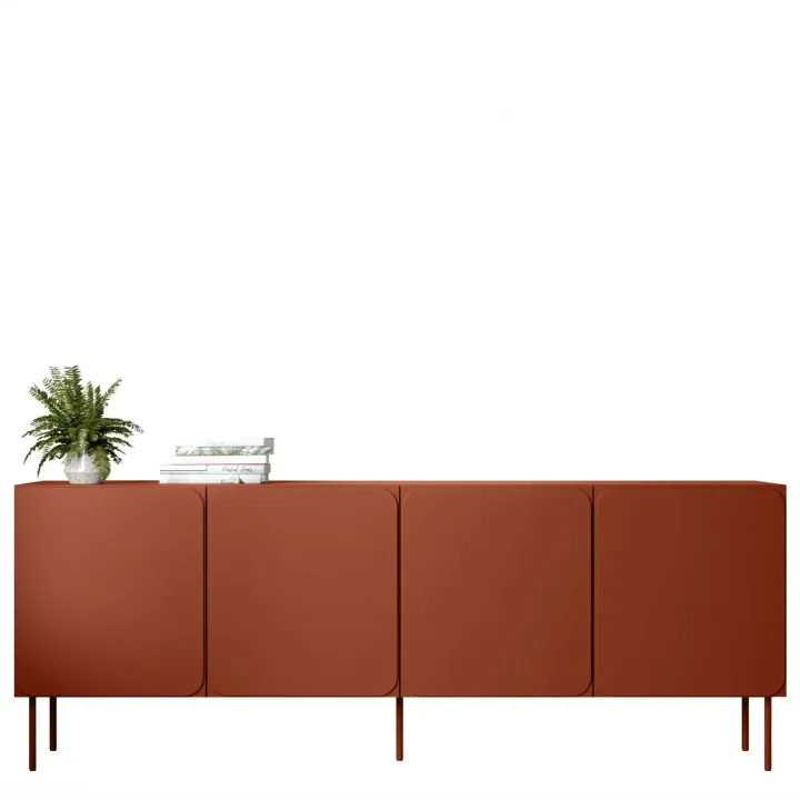 Madia 200x76h cm 4 ante moderna rosso mattone Maya