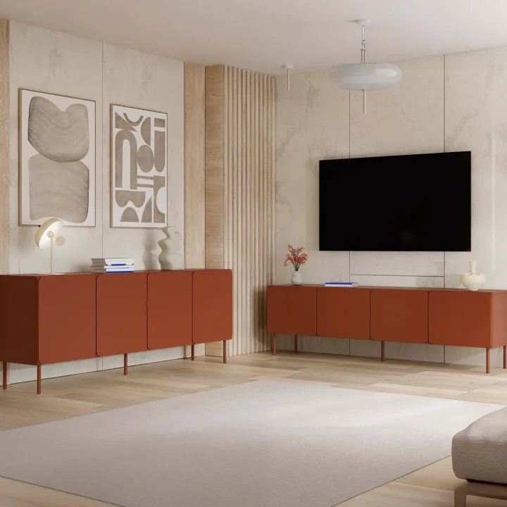 Madia 200x76h cm 4 ante moderna rosso mattone Maya
