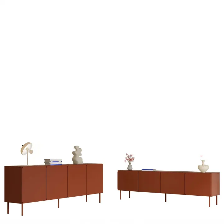 Madia 200x76h cm 4 ante moderna rosso mattone Maya