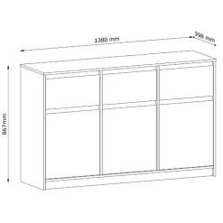 Madia 138x87h cm 3 ante moderna rovere Funny