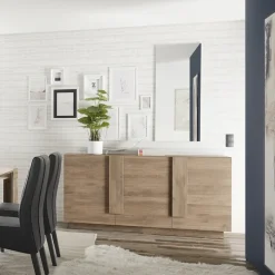 Madia 182x90h cm 3 ante moderna rovere scuro Alvarez