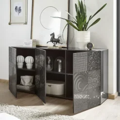 Madia 181x84h cm 3 ante moderna soggiorno grigio Paradise