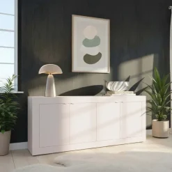 Madia 207x86h cm 4 ante moderna soggiorno beige cashmere Eternity