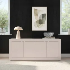 Madia 207x86h cm 4 ante moderna soggiorno beige cashmere Eternity