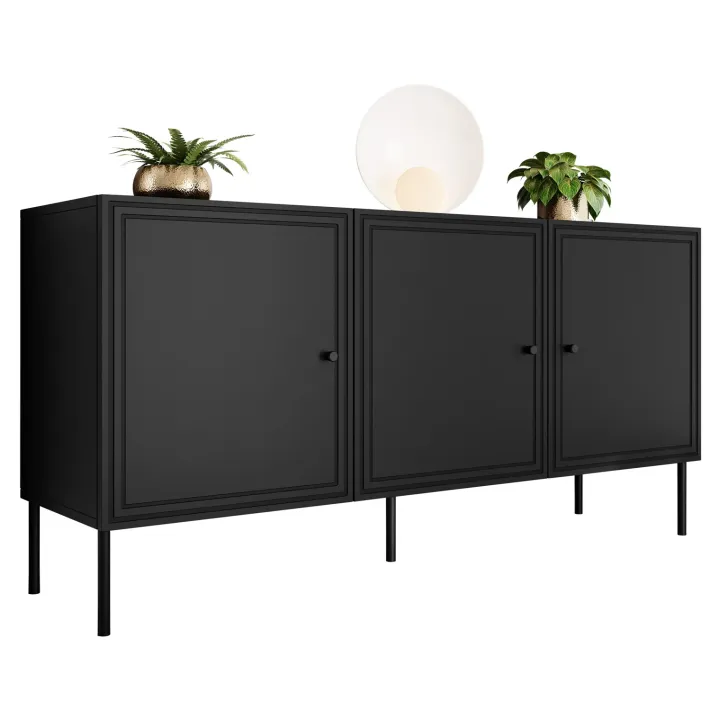 Madia 151x75h cm 3 ante nero opaco Stark