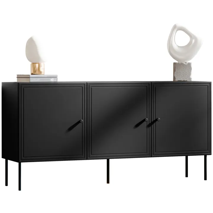 Madia 151x75h cm 3 ante nero opaco Stark