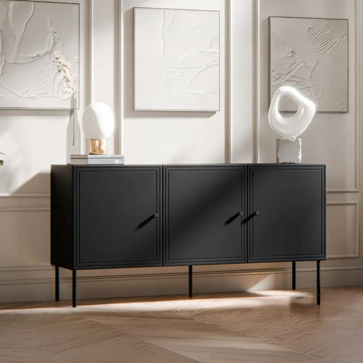 Madia 151x75h cm 3 ante nero opaco Stark