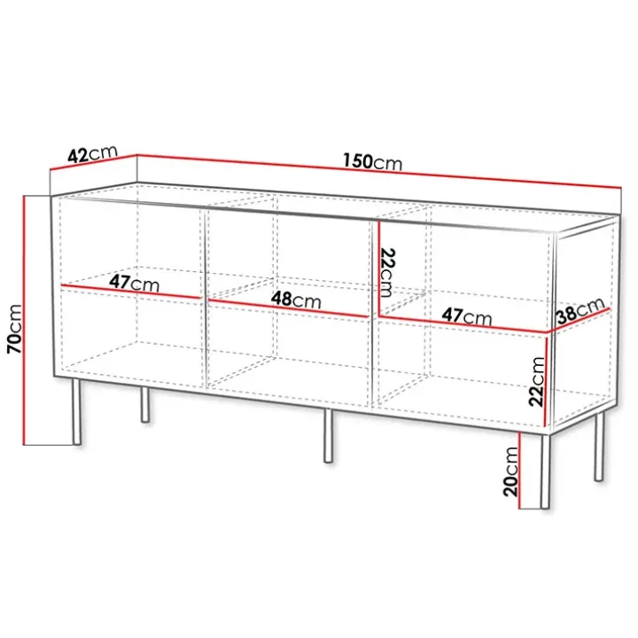 Madia 150x70h cm 3 antenoce scuro con frontali serigrafati Savanna