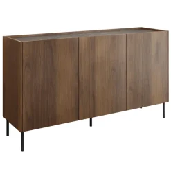 Madia 144x78h cm 3 ante 3 ripiani piano effetto marmo nero noce Caliva