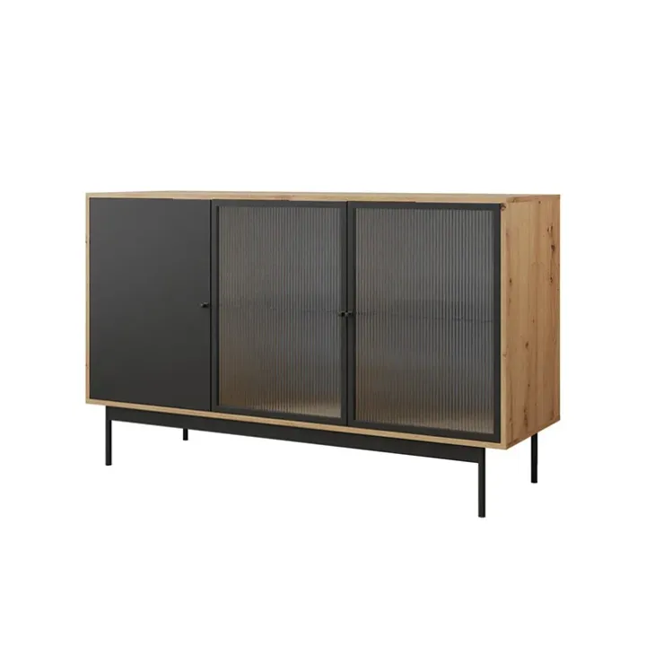 Madia 148x90h cm 3 ante rovere nero Herning
