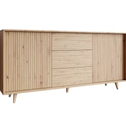 Madia 180x84h cm 2 ante rustica design cannettato rovere Branch