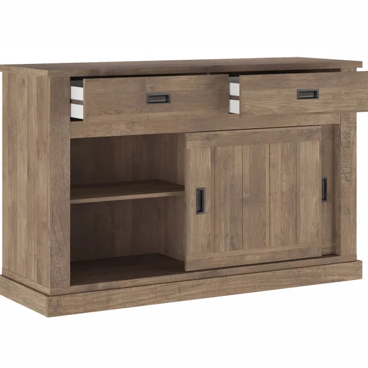 Madia 150x95h cm 2 ante scorrevoli 2 cassetti soggiorno noce nero Islen