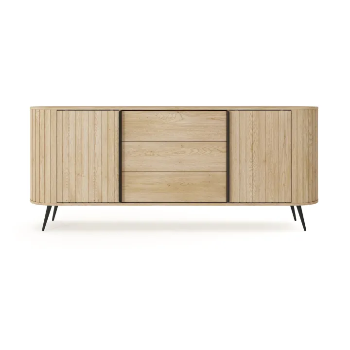 Madia 196x82h cm 2 ante scorrevoli 3 cassetti soggiorno rovere Groove