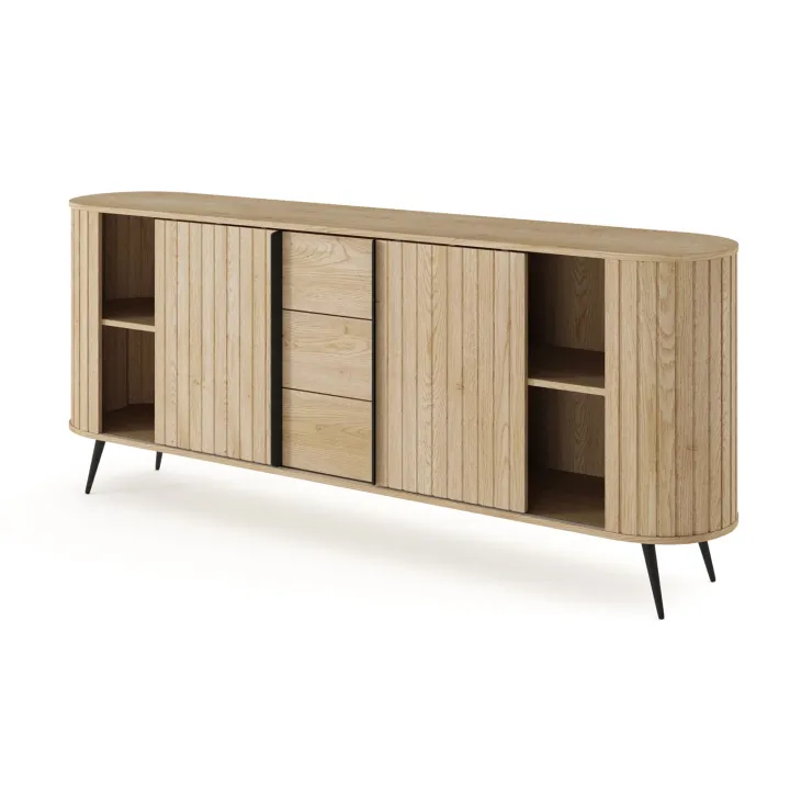 Madia 196x82h cm 2 ante scorrevoli 3 cassetti soggiorno rovere Groove
